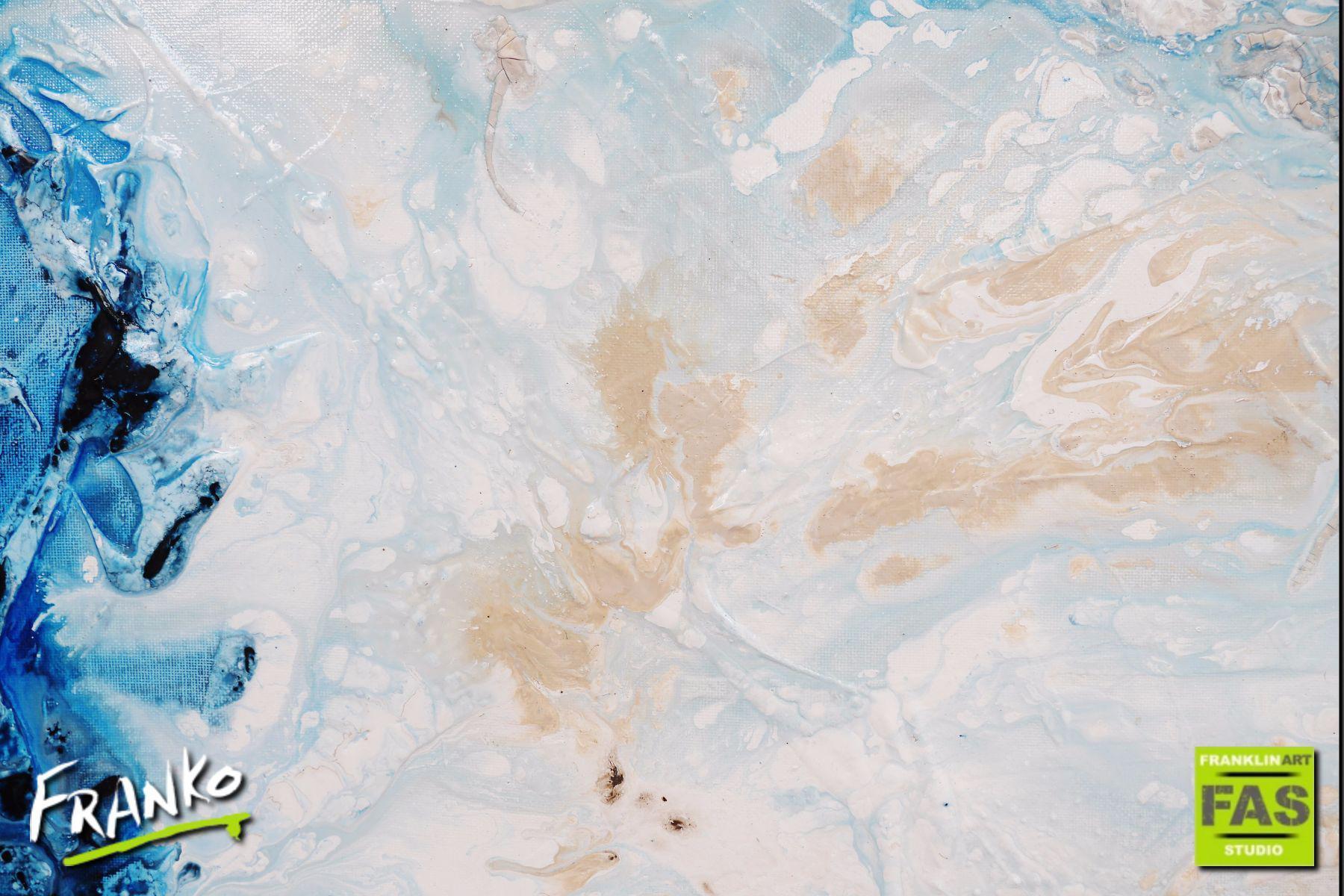 Navy Washed 120cm x 120cm White Blue Abstract Painting (SOLD)