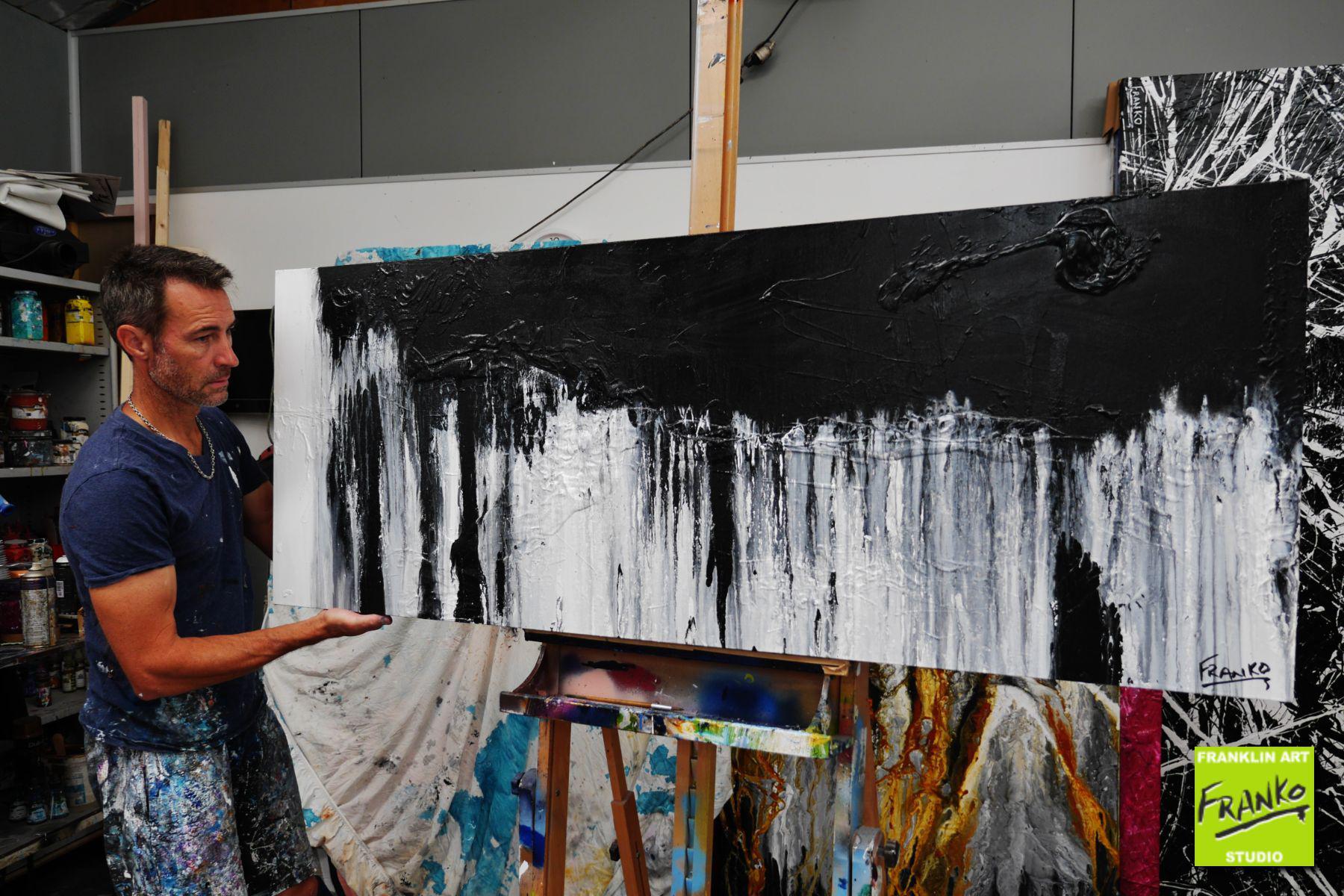 Neutral Candy 160cm x 60cm Black White Textured Abstract Painting (SOLD)-Abstract-[Franko Artist]-[Gold Coast]-[Brisbane]-[Huge]-Franklin Art Studio