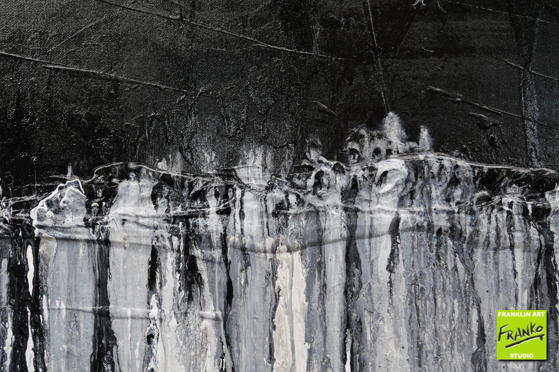 Neutral Candy 160cm x 60cm Black White Textured Abstract Painting (SOLD)