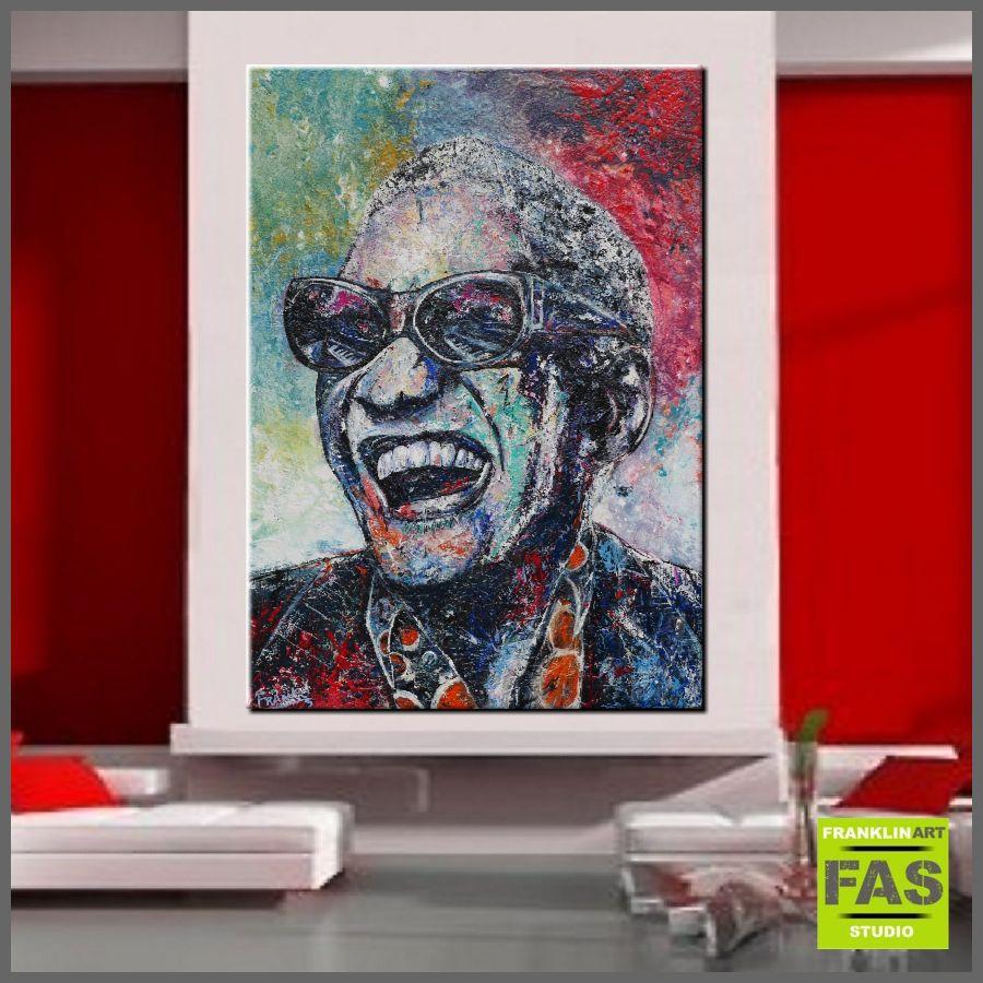 Night Time Is The Right Time 140cm x 100cm Ray Charles Painting (SOLD)-people-Franko-[Franko]-[huge_art]-[Australia]-Franklin Art Studio
