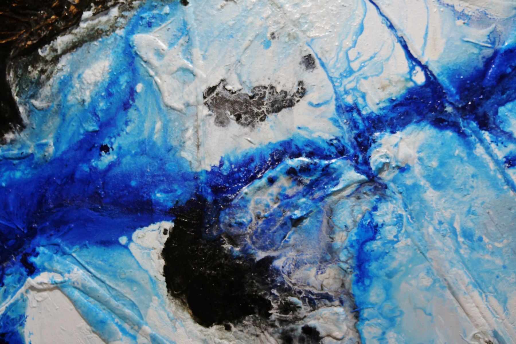 Nomadic Blue 240cm x 100cm Black Blue Textured Abstract Painting (SOLD)
