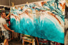 Ocean Surf Mist 240cm x 120cm Turquoise Rust White Textured Abstract Painting (SOLD)-Abstract-Franko-[franko_artist]-[Art]-[interior_design]-Franklin Art Studio