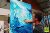 Oceanic 75cm x 100cm Blue Abstract Painting (SOLD)-Abstract-Franko-[franko_artist]-[Art]-[interior_design]-Franklin Art Studio