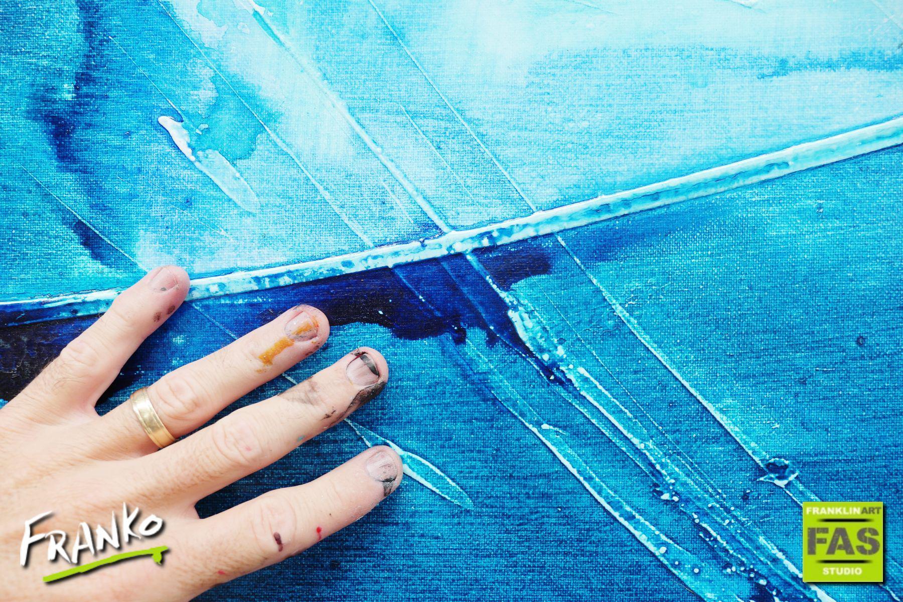 Oceanic 75cm x 100cm Blue Abstract Painting (SOLD)-Abstract-[Franko]-[Artist]-[Australia]-[Painting]-Franklin Art Studio