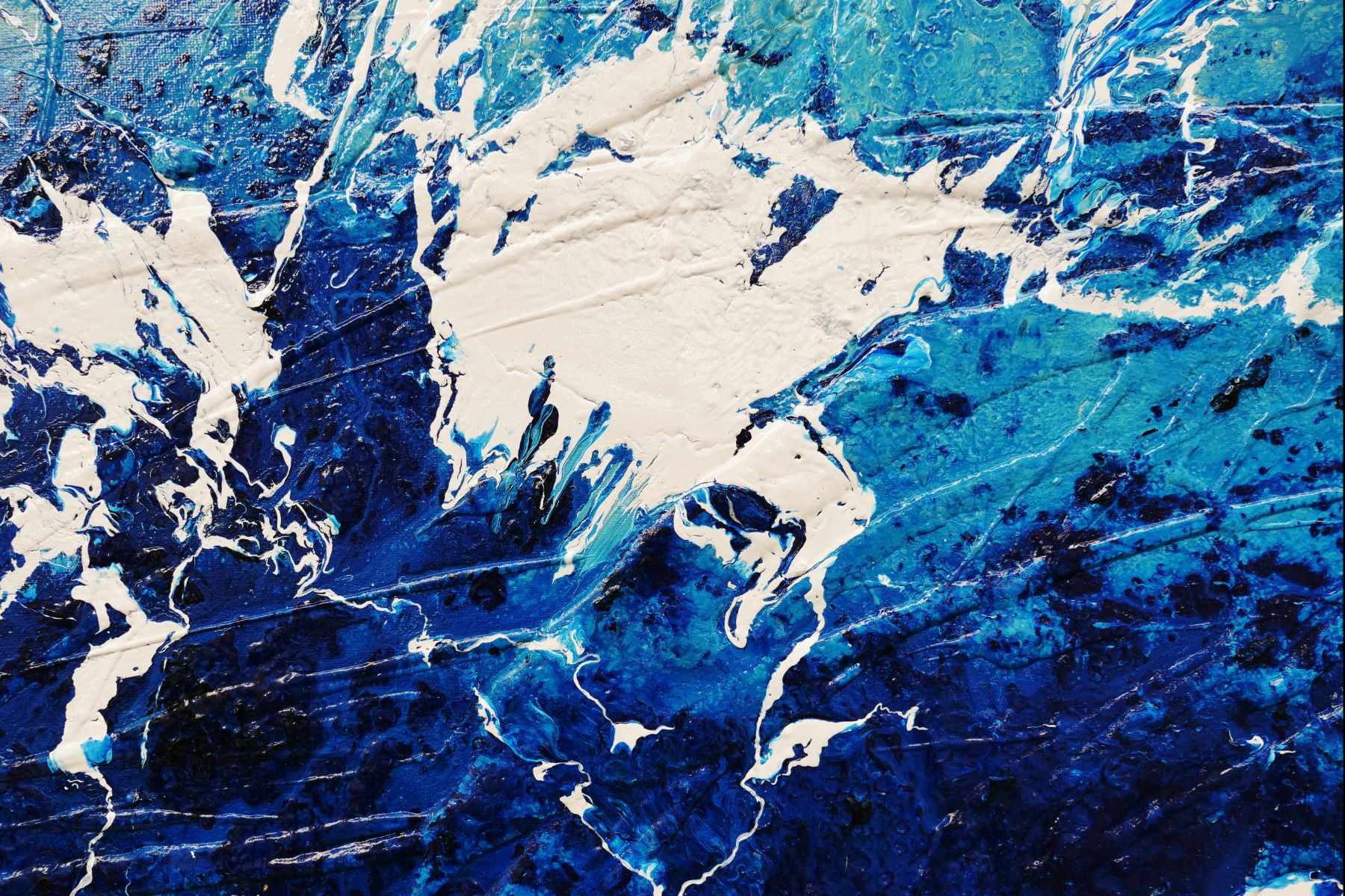 Oceanic Blue 240cm x 100cm Cream Blue Textured Abstract Painting (SOLD)