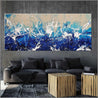 Oceanic Blue 240cm x 100cm Cream Blue Textured Abstract Painting (SOLD)-Abstract-Franko-[Franko]-[huge_art]-[Australia]-Franklin Art Studio