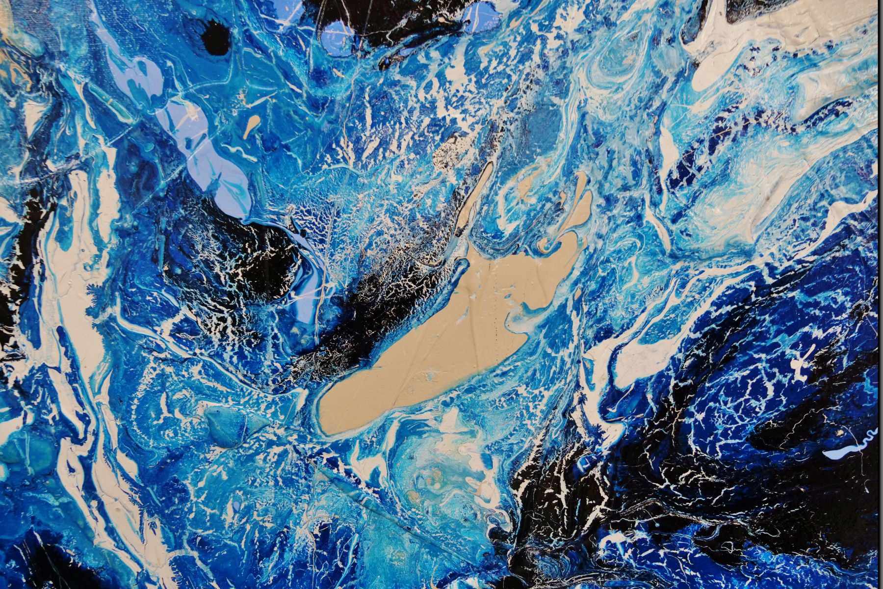 Oceanic Currents 140cm x 180cm Blue Cream Textured Abstract Painting  (SOLD)