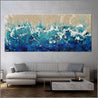 Oceanic Grace 240cm x 100cm Cream Turquoise Textured Abstract Painting (SOLD)-Abstract-Franko-[Franko]-[huge_art]-[Australia]-Franklin Art Studio
