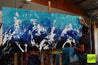 Oceanic Marinade 240cm x 100cm Cream Blue White Textured Abstract Painting (SOLD)-Abstract-Franko-[franko_artist]-[Art]-[interior_design]-Franklin Art Studio