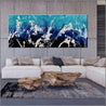 Oceanic Marinade 240cm x 100cm Cream Blue White Textured Abstract Painting (SOLD)-Abstract-Franko-[Franko]-[huge_art]-[Australia]-Franklin Art Studio