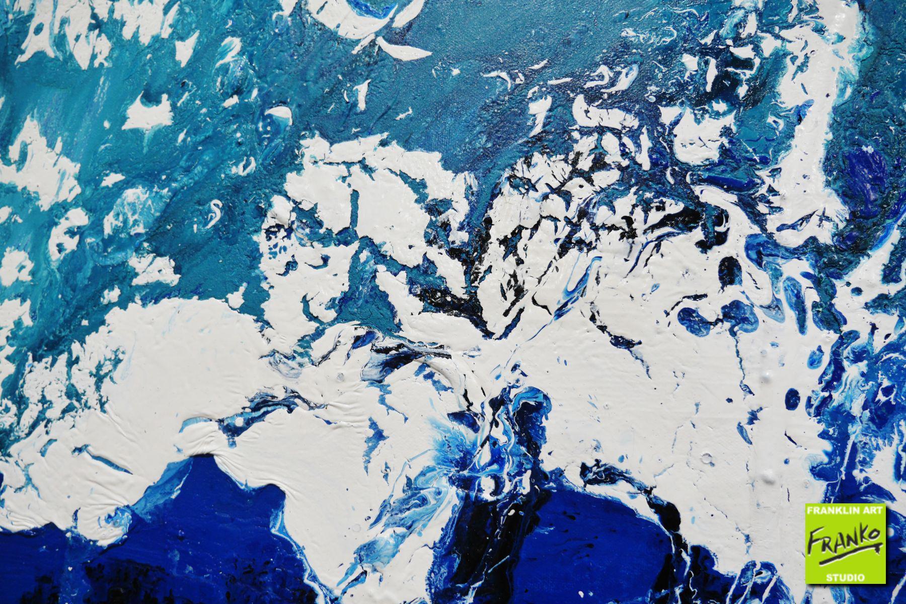 Oceanic Substance 240cm x 100cm Blue Cream White Textured Abstract Painting (SOLD)