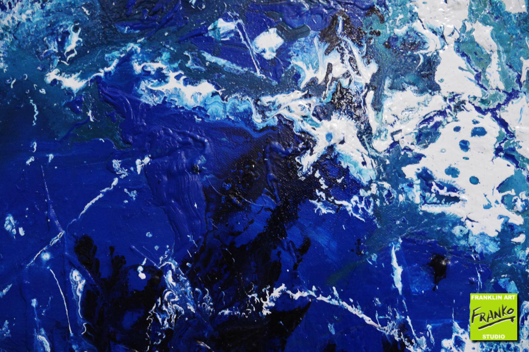 Oceanic Substance 240cm x 100cm Blue Cream White Textured Abstract Painting (SOLD)-Abstract-[Franko]-[Artist]-[Australia]-[Painting]-Franklin Art Studio