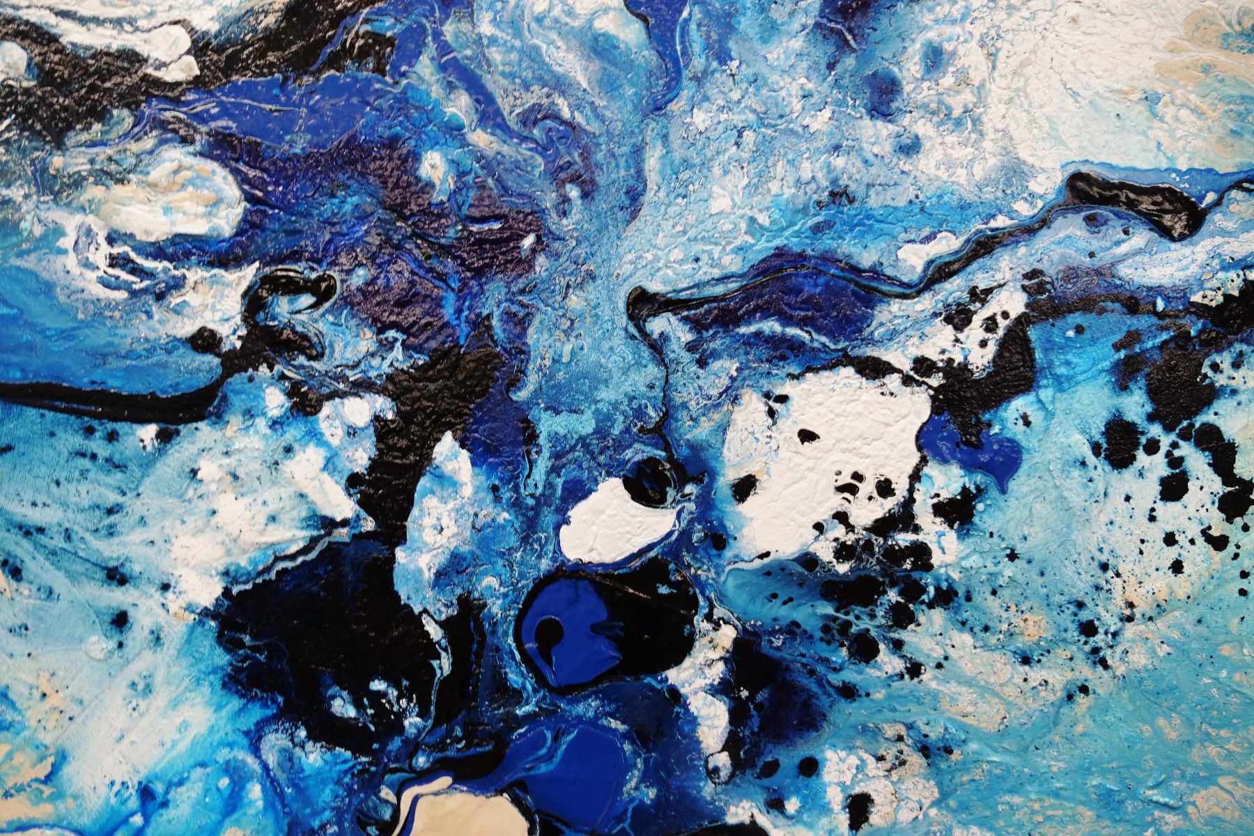 Oceans 140cm x 100cm Blue Cream Textured Abstract Painting (SOLD)