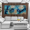Oceans 240cm x 100cm Teal Cream Textured Abstract Painting (SOLD)-Abstract-Franko-[franko_artist]-[Art]-[interior_design]-Franklin Art Studio