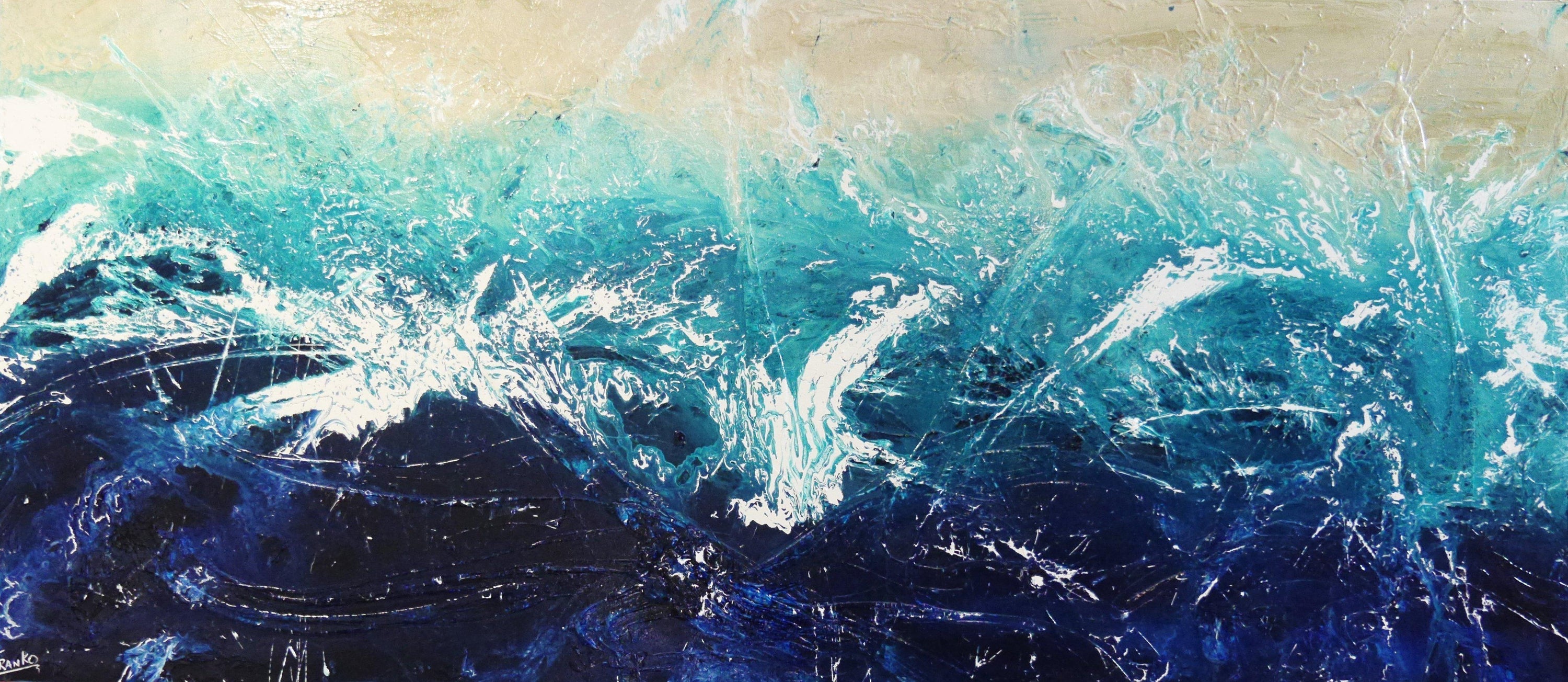 Oceans A Wash 270cm x 120cm Blue Abstract Painting (SOLD)-abstract-Franko-[Franko]-[Australia_Art]-[Art_Lovers_Australia]-Franklin Art Studio