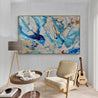Oceans Deep 160cm x 100cm Cream Blue Textured Abstract Painting-Abstract-Franko-[franko_art]-[beautiful_Art]-[The_Block]-Franklin Art Studio