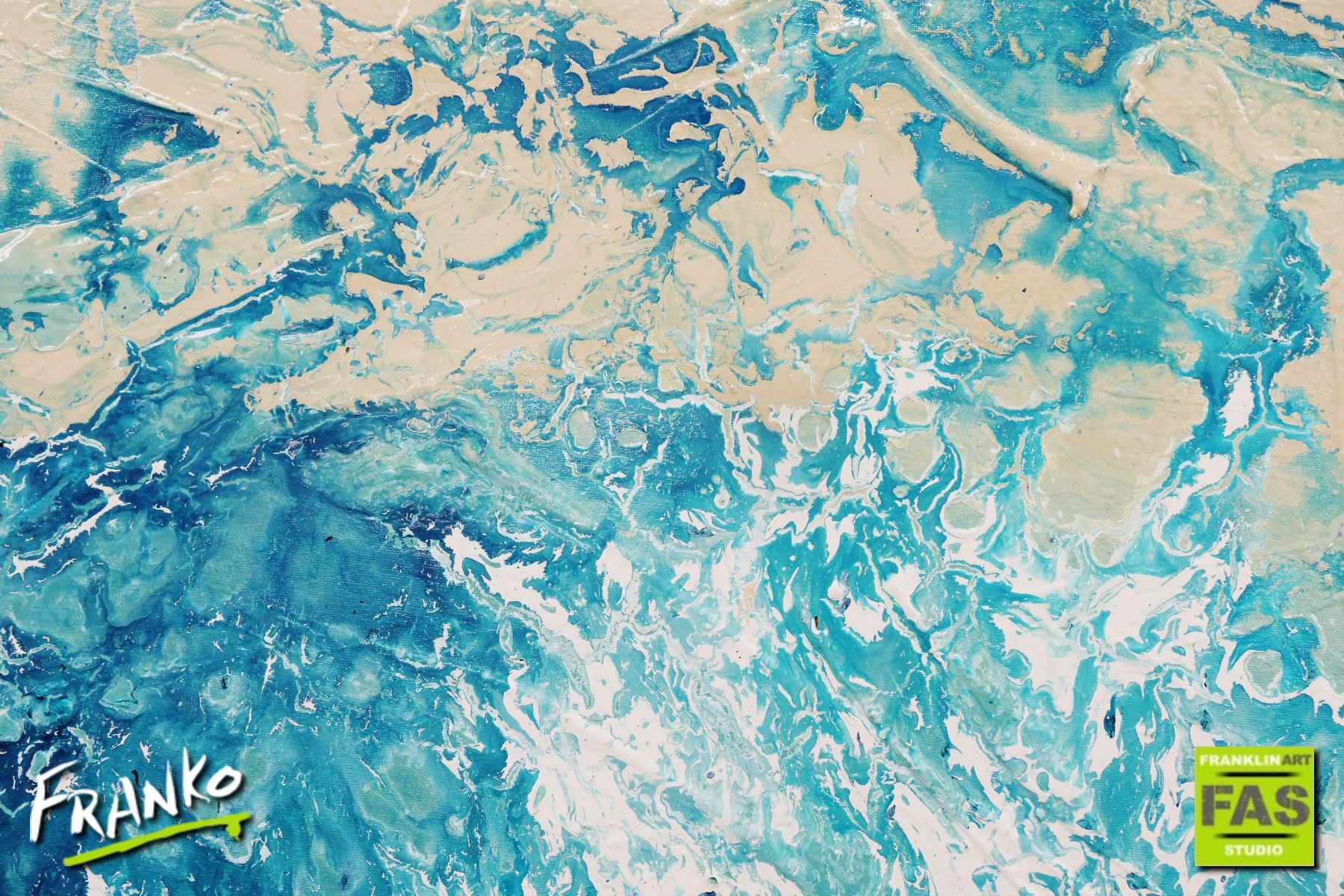 Oceans Jazz 190cm x 100cm Huge Blue Abstract Painting (SOLD)