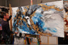 Oceans Jewel 190cm x 100cm Blue Gold Grey Textured Abstract Painting (SOLD)-Abstract-Franko-[franko_artist]-[Art]-[interior_design]-Franklin Art Studio