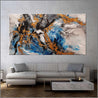 Oceans Jewel 190cm x 100cm Blue Gold Grey Textured Abstract Painting (SOLD)-Abstract-Franko-[Franko]-[huge_art]-[Australia]-Franklin Art Studio