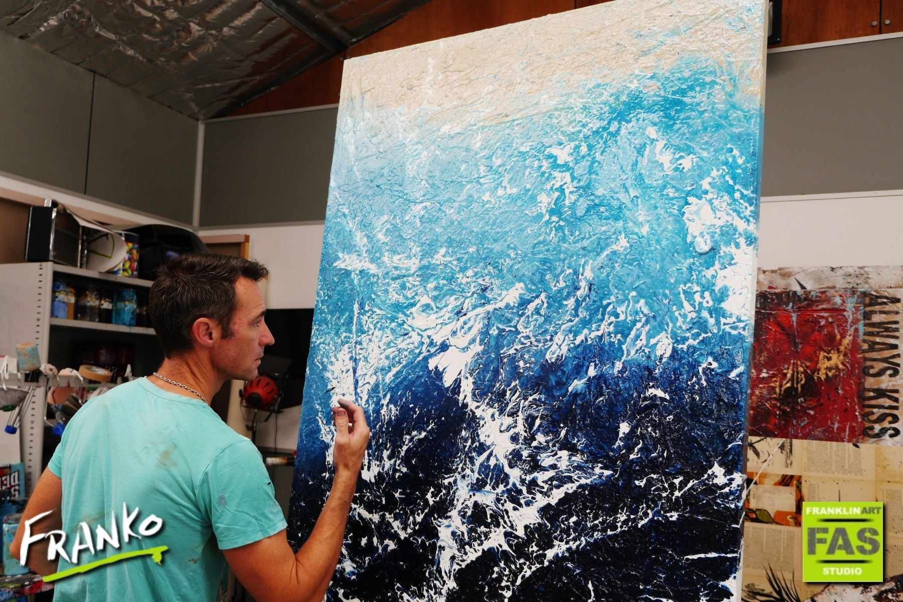 Oceans Lust 140cm x 100cm Blue Abstract Painting (SOLD)-Abstract-Franko-[franko_artist]-[Art]-[interior_design]-Franklin Art Studio