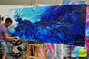 Oceans Oasis 240cm x 100cm Blue Textured Abstract Painting (SOLD)-Abstract-Franko-[franko_artist]-[Art]-[interior_design]-Franklin Art Studio
