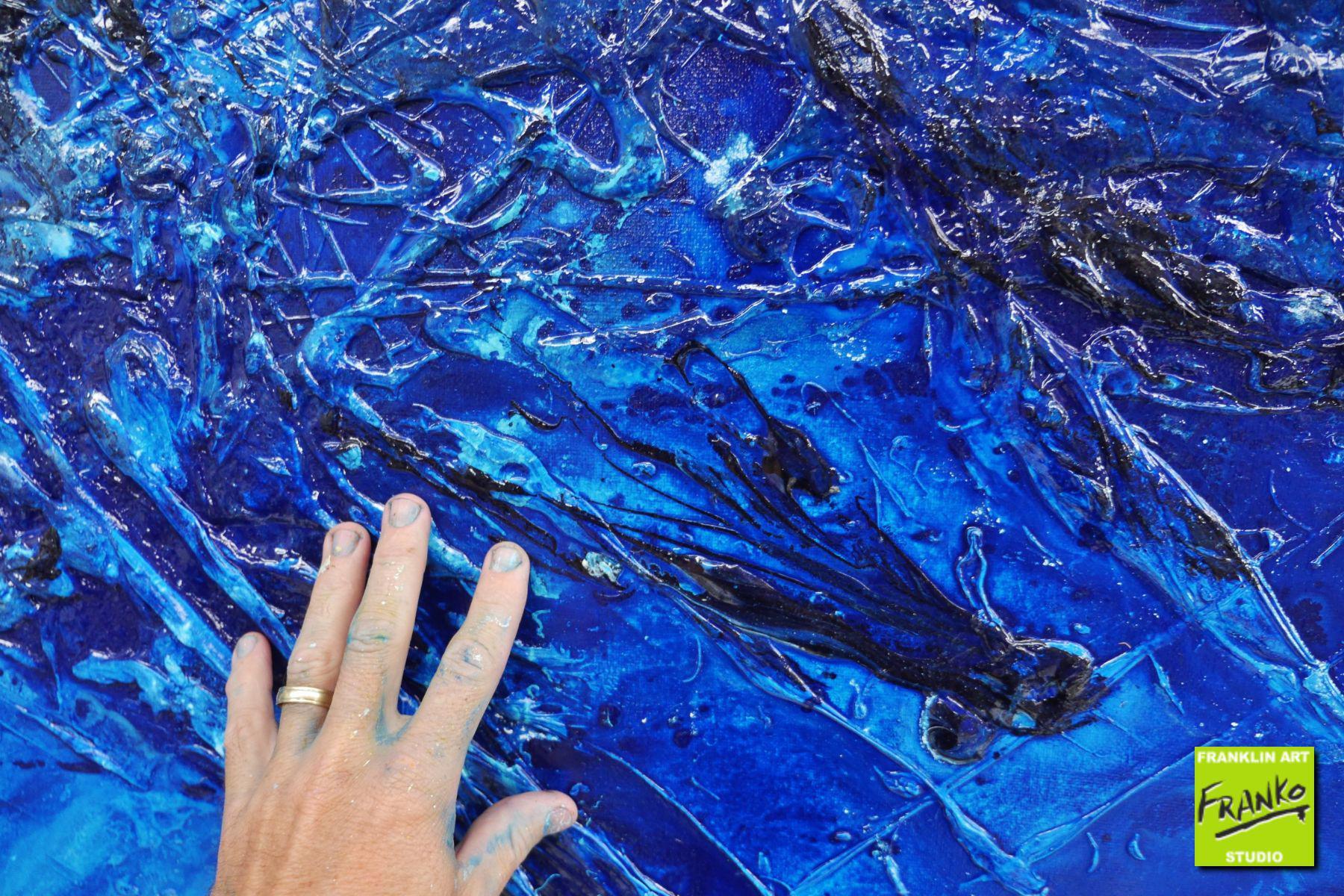 Oceans Oasis 240cm x 100cm Blue Textured Abstract Painting (SOLD)