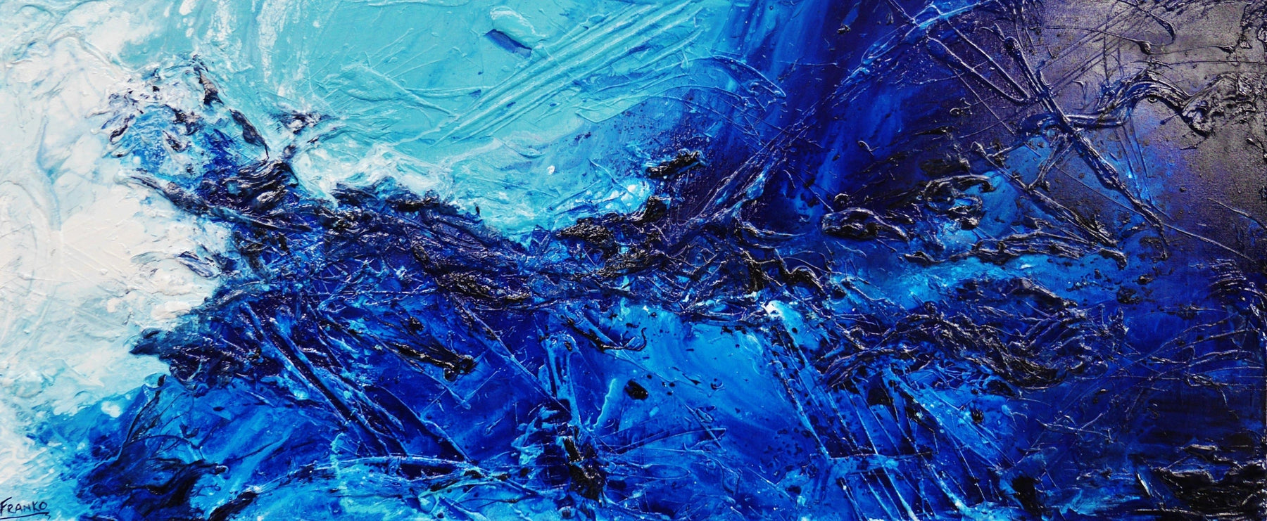 Oceans Oasis 240cm x 100cm Blue Textured Abstract Painting (SOLD)-Abstract-Franko-[Franko]-[Australia_Art]-[Art_Lovers_Australia]-Franklin Art Studio