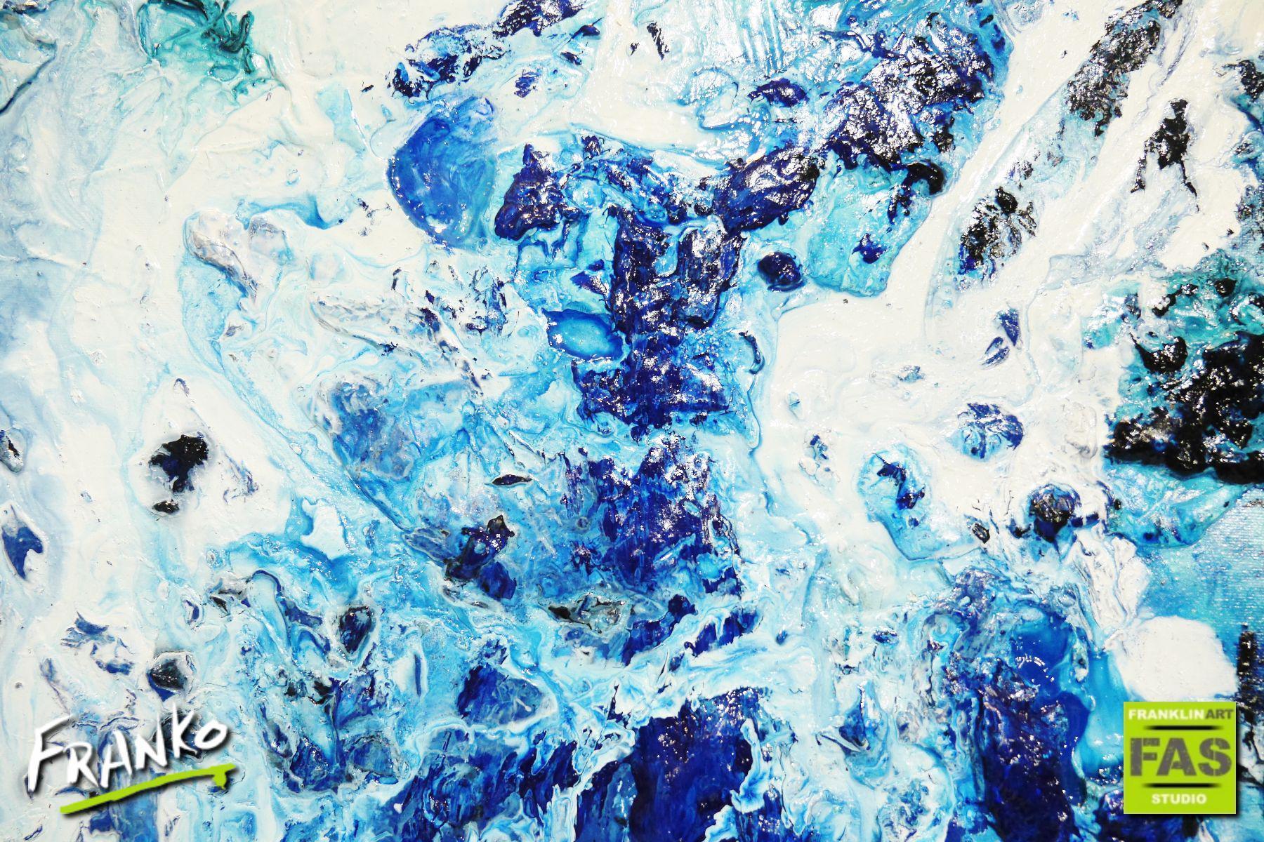 Oceans Symphony 140cm x 100cm Blue White Abstract Painting (SOLD)