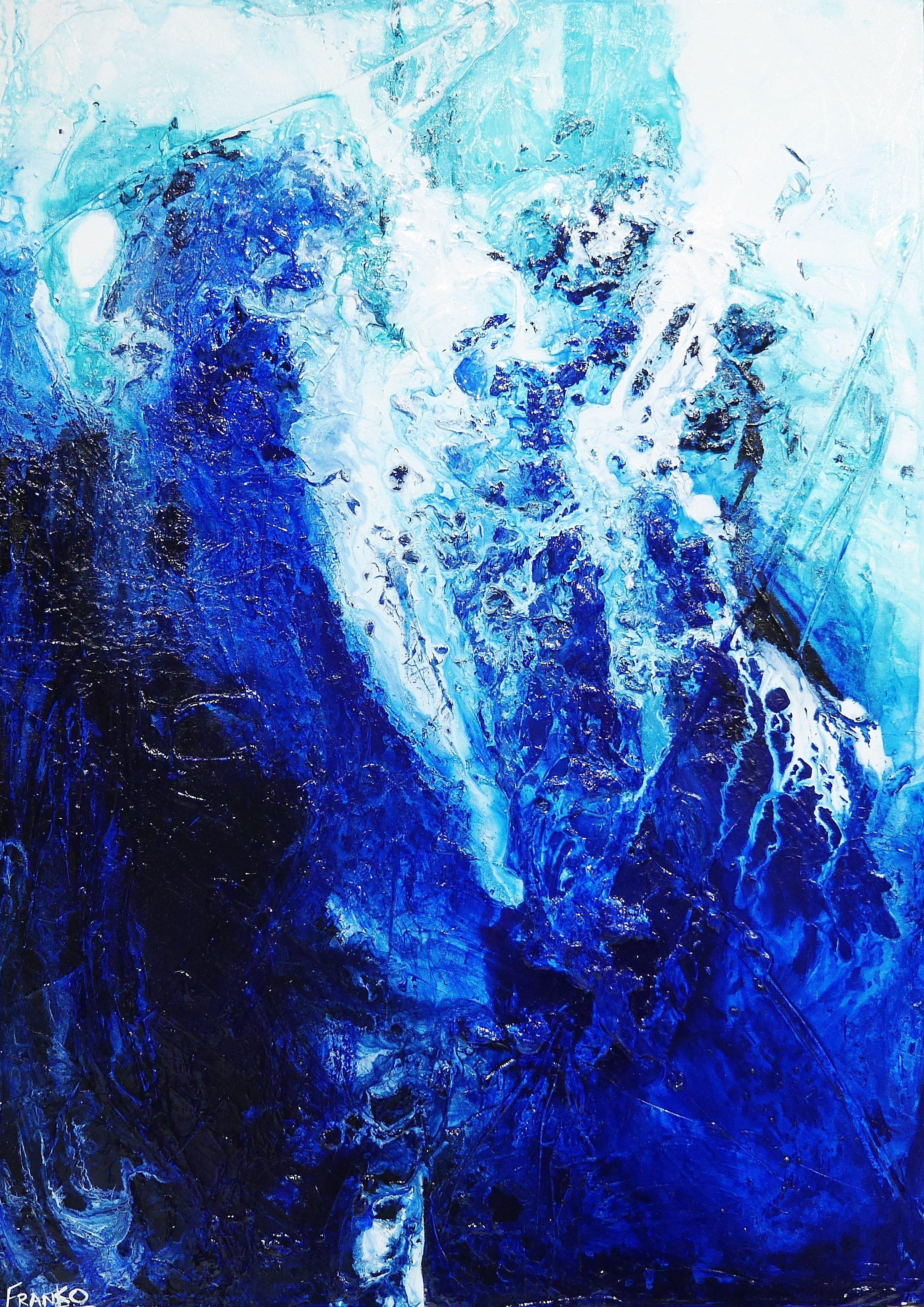 Oceans Symphony 140cm x 100cm Blue White Abstract Painting (SOLD)-Abstract-[Franko ]-[Gallery]-[popular]-[Australia]-Franklin Art Studio