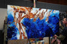 Opulent Blu 190cm x 100cm Blue White Brown Textured Abstract Painting (SOLD)-Abstract-Franko-[franko_artist]-[Art]-[interior_design]-Franklin Art Studio