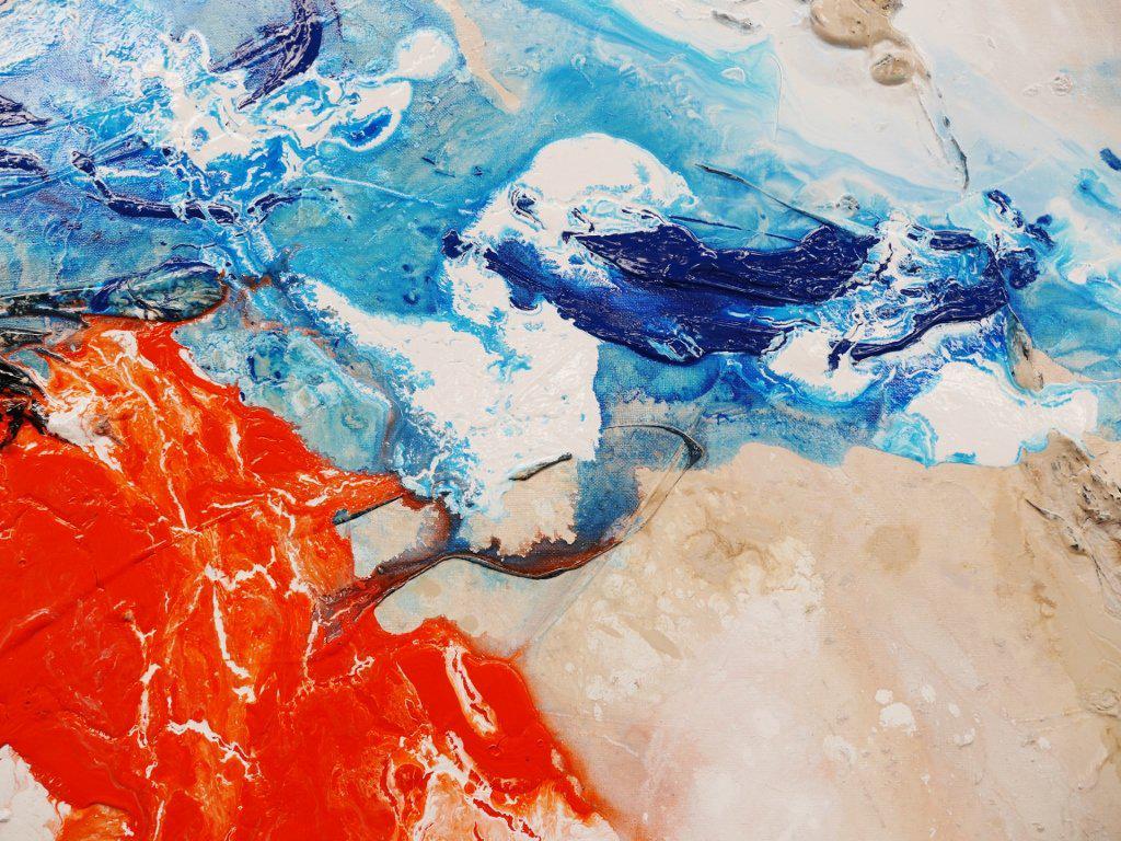 Orange And Blue Romance 240cm x 100cm Blue Orange Abstract Painting (SOLD)