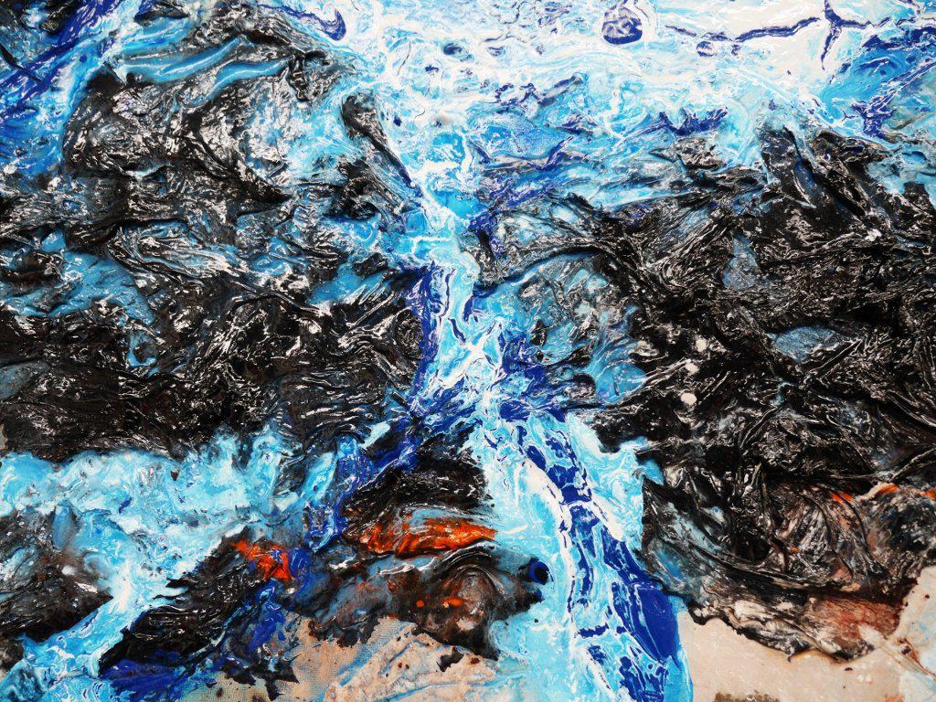 Orange And Blue Romance 240cm x 100cm Blue Orange Abstract Painting (SOLD)-abstract-[Franko]-[Artist]-[Australia]-[Painting]-Franklin Art Studio