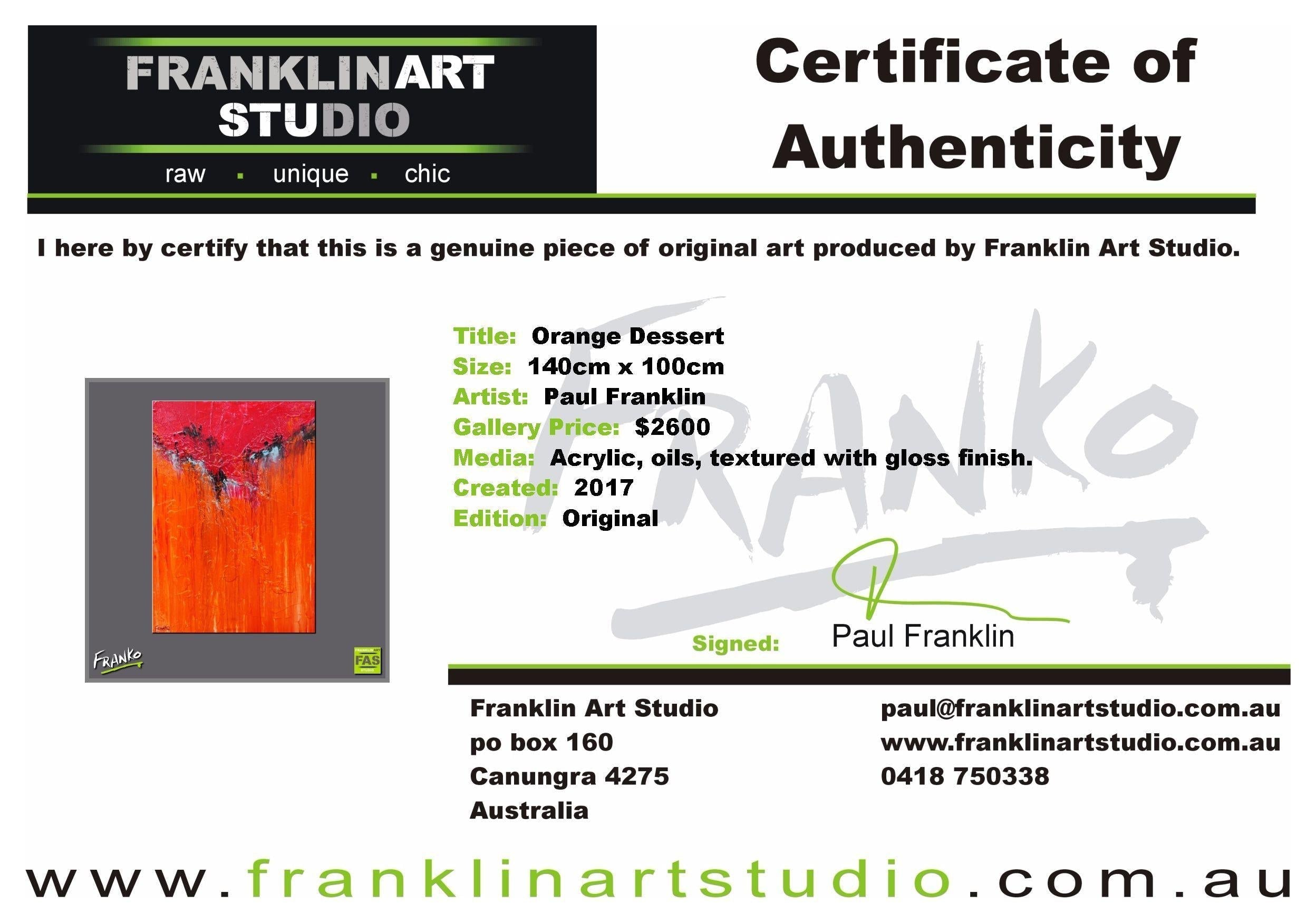 Orange Dessert 140cm x 100cm Orange red Abstract Painting (SOLD)-abstract-Franko-[franko_art]-[beautiful_Art]-[The_Block]-Franklin Art Studio