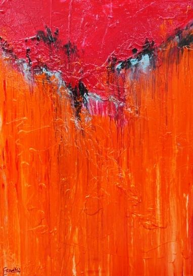 Orange Dessert 140cm x 100cm Orange red Abstract Painting (SOLD)-abstract-Franko-[Franko]-[Australia_Art]-[Art_Lovers_Australia]-Franklin Art Studio