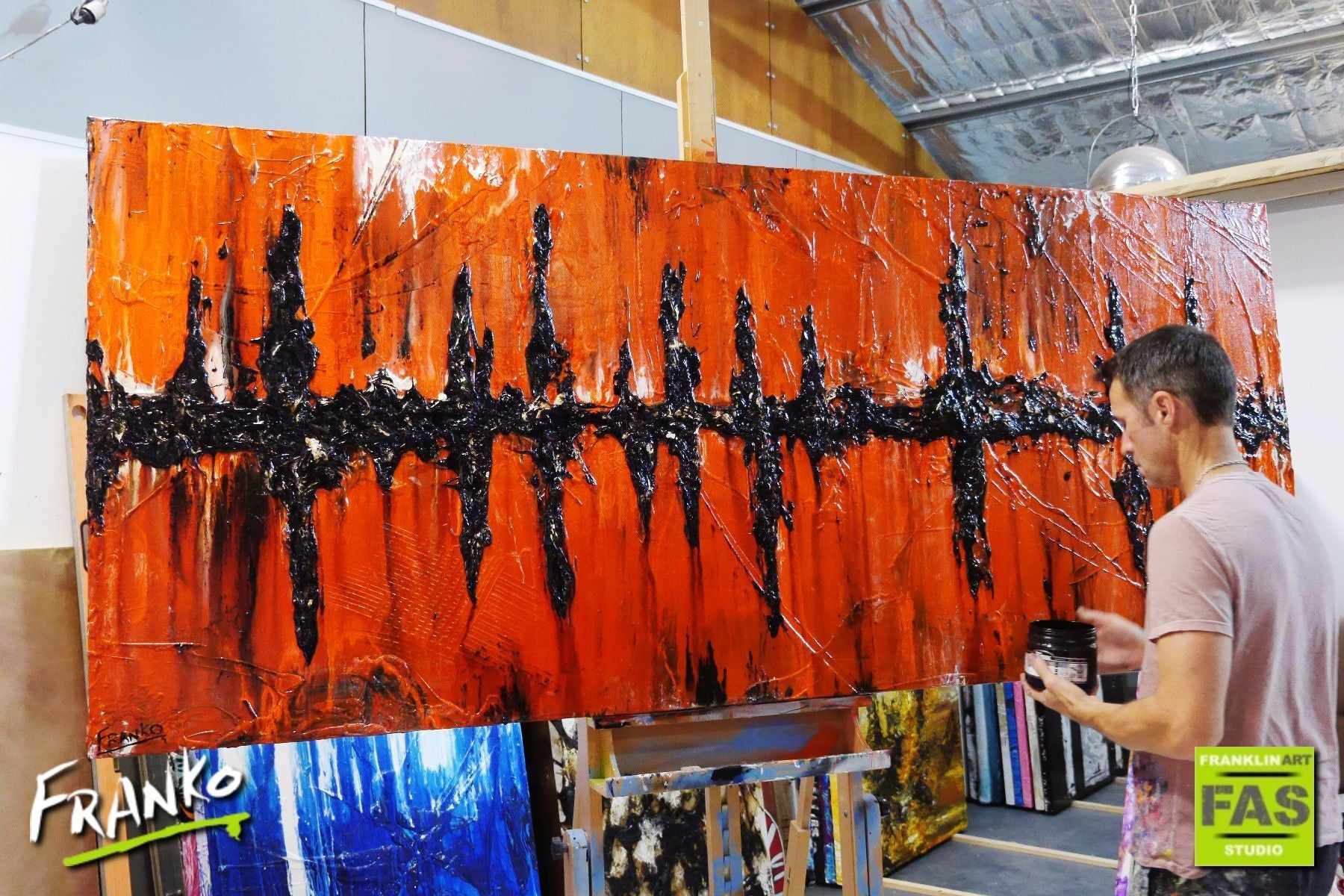 Orange Haze 240cm x 100cm Orange Abstract Painting (SOLD)-abstract-[Franko Artist]-[Gold Coast]-[Brisbane]-[Huge]-Franklin Art Studio
