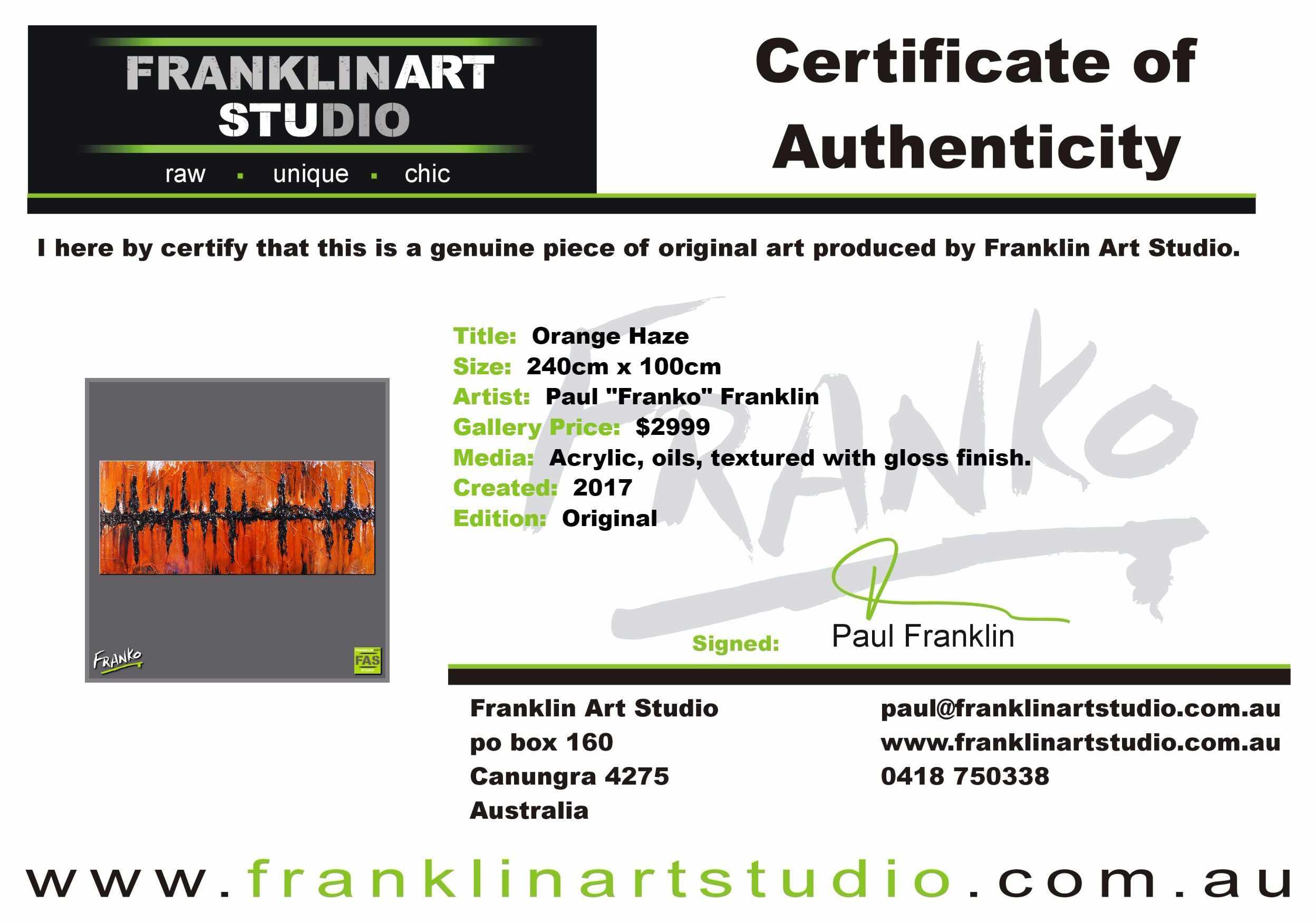Orange Haze 240cm x 100cm Orange Abstract Painting (SOLD)-abstract-Franko-[franko_art]-[beautiful_Art]-[The_Block]-Franklin Art Studio