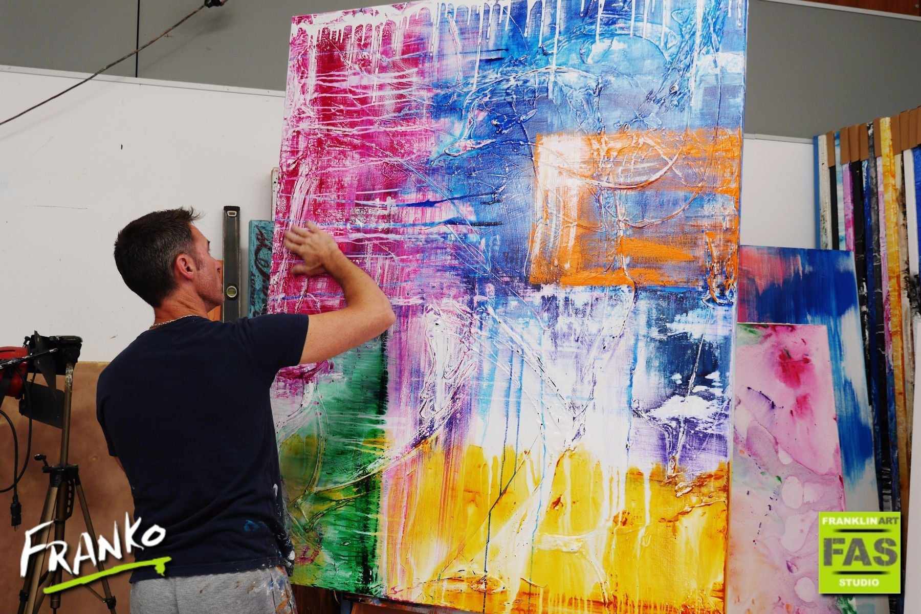 Orange Squared 120cm x 150cm Colourful Abstract Painting (SOLD)-abstract-[Franko Artist]-[Gold Coast]-[Brisbane]-[Huge]-Franklin Art Studio
