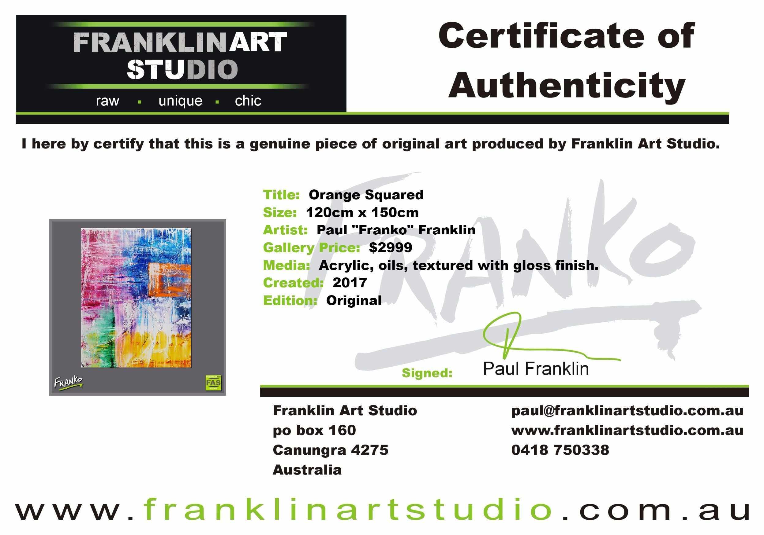 Orange Squared 120cm x 150cm Colourful Abstract Painting (SOLD)-abstract-[Franko Artist]-[Cheryl]-[Wendy]-[Gabriela]-Franklin Art Studio