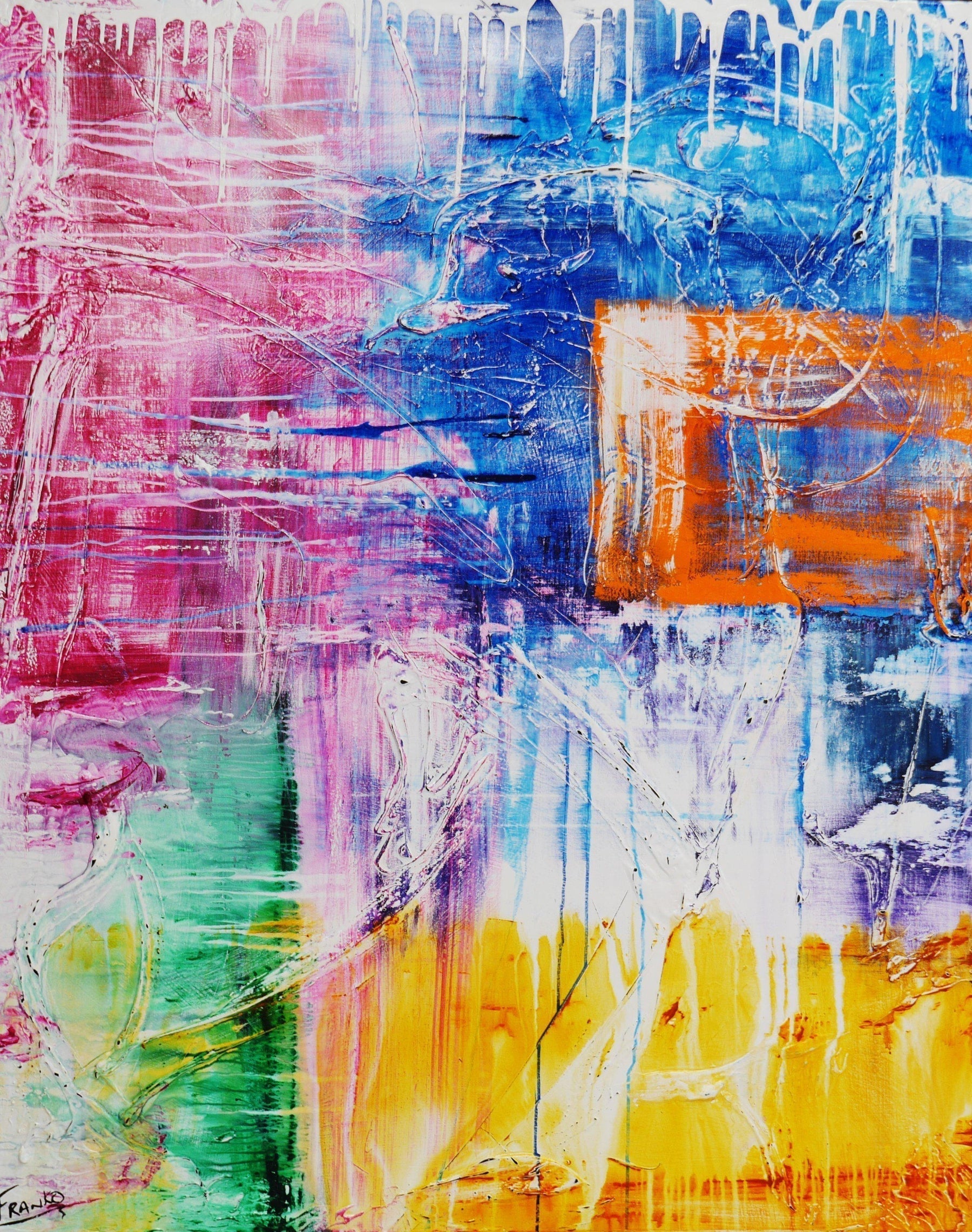 Orange Squared 120cm x 150cm Colourful Abstract Painting (SOLD)-abstract-[Franko ]-[Gallery]-[popular]-[Australia]-Franklin Art Studio