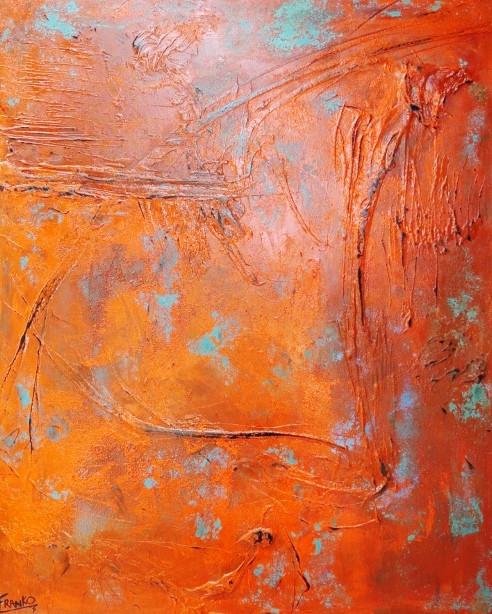Orange and Teal Deconstruct 120cm x 150cm Orange Abstract Painting (SOLD)-abstract-Franko-[Franko]-[Australia_Art]-[Art_Lovers_Australia]-Franklin Art Studio