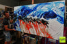 Orangey Blue 190cm x 100cm Blue Orange White Textured Abstract Painting (SOLD)-Abstract-Franko-[franko_artist]-[Art]-[interior_design]-Franklin Art Studio