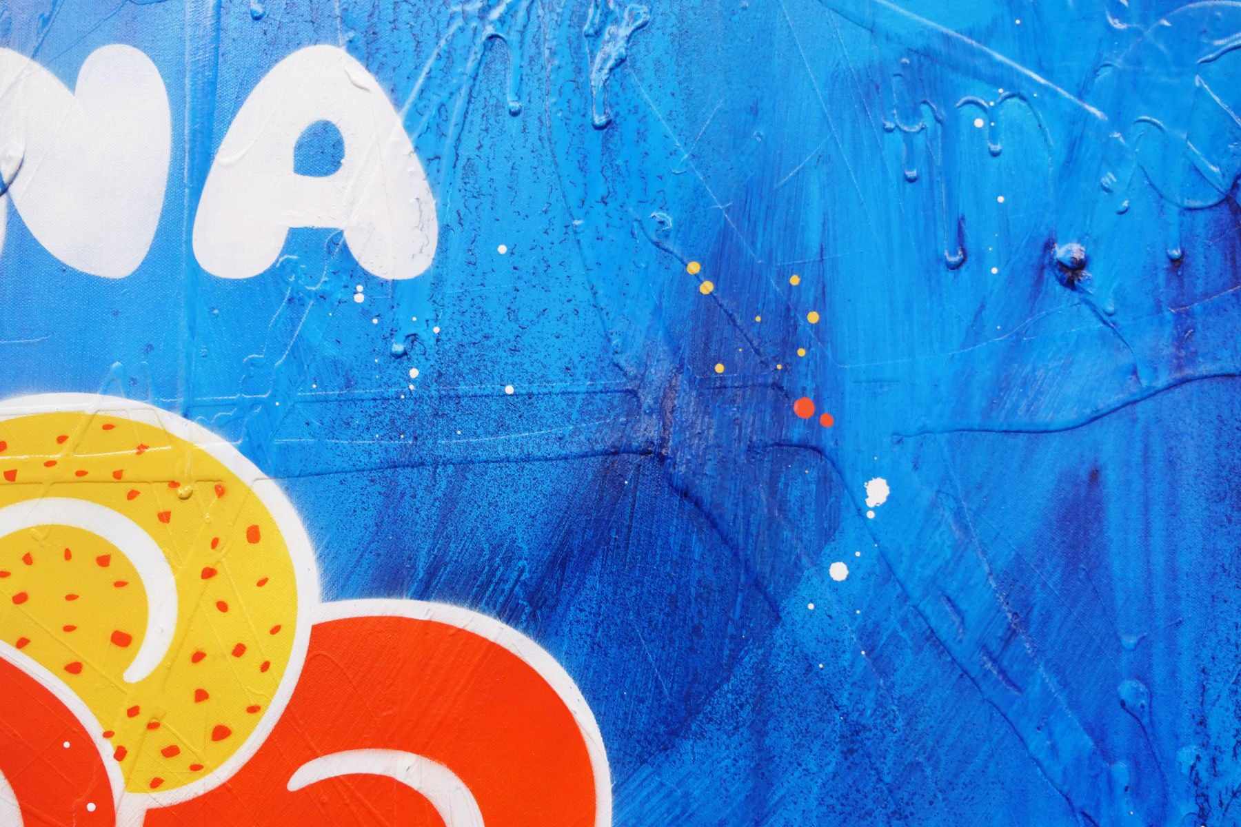 Orangina Blue 140cm x 100cm Textured Urban Pop Art Painting
