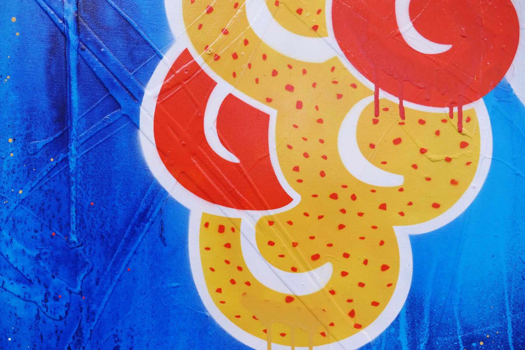 Orangina Blue 140cm x 100cm Textured Urban Pop Art Painting