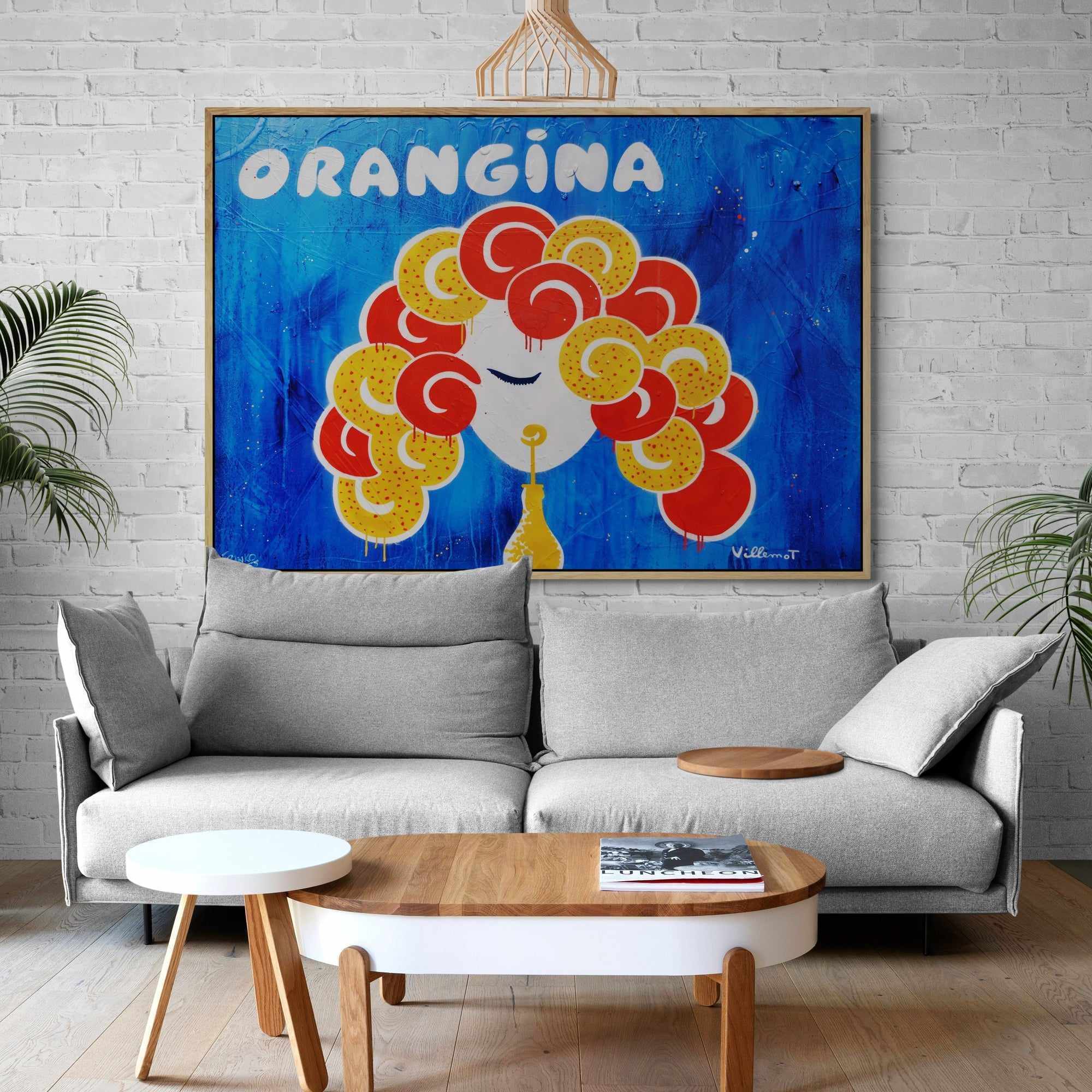 Orangina Blue 140cm x 100cm Textured Urban Pop Art Painting-Urban Pop Art-Franko-[Franko]-[huge_art]-[Australia]-Franklin Art Studio