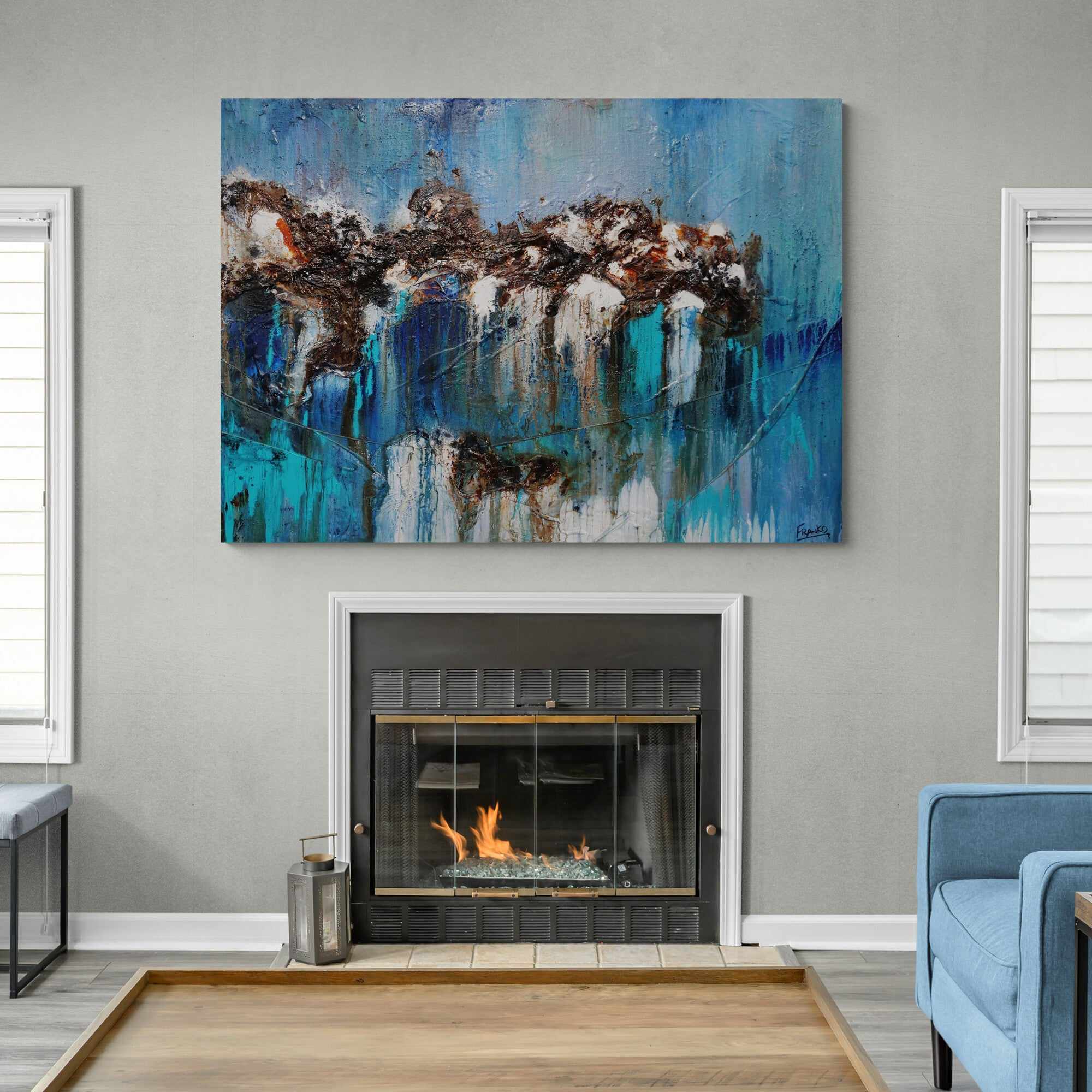 Organic Jade 140cm x 100cm Jade Blue Textured Abstract Painting (SOLD)-Abstract-[Franko Artist]-[Cheryl]-[Wendy]-[Gabriela]-Franklin Art Studio