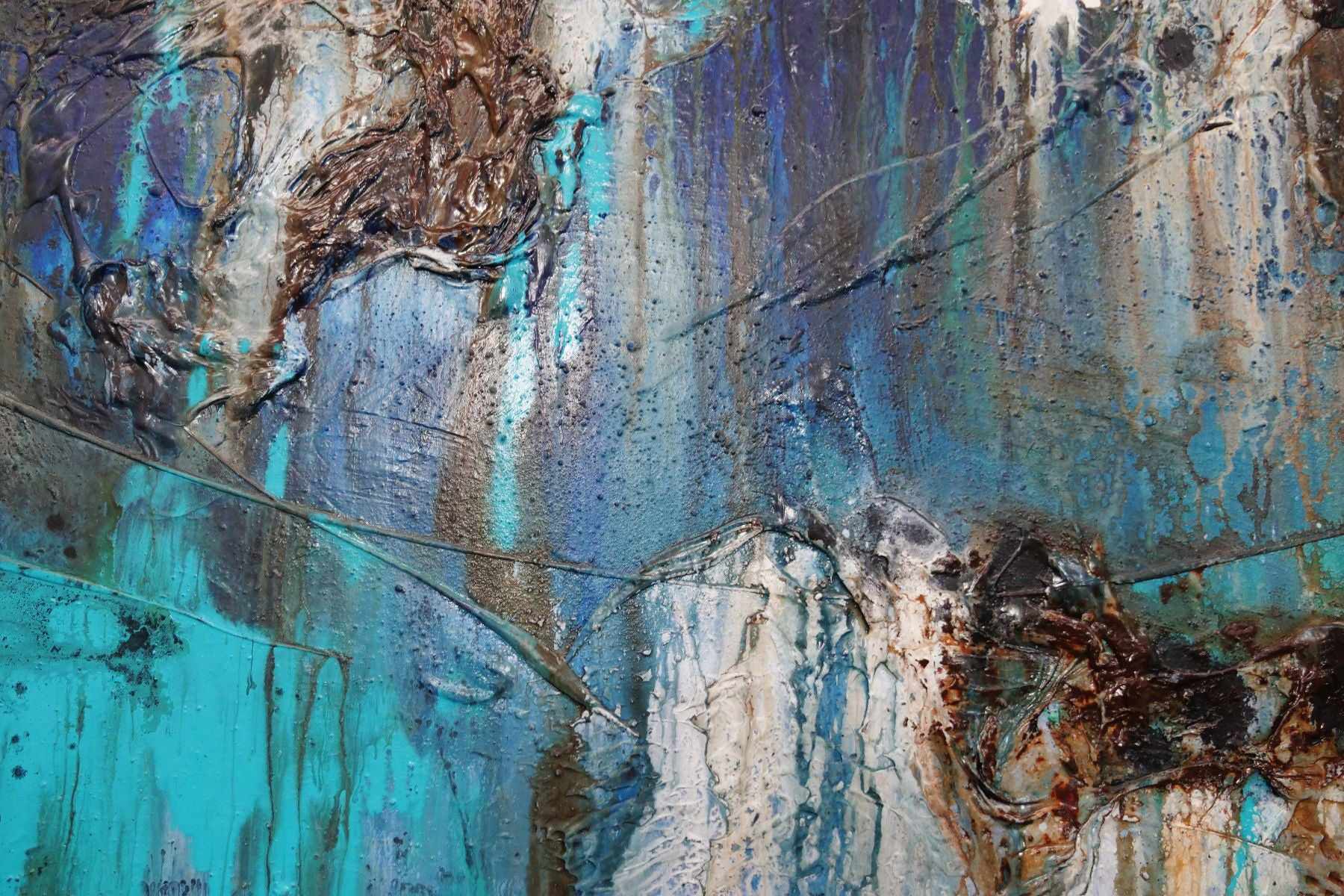 Organic Jade 140cm x 100cm Jade Blue Textured Abstract Painting (SOLD)