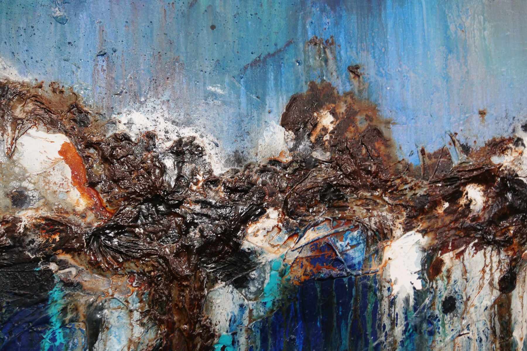 Organic Jade 140cm x 100cm Jade Blue Textured Abstract Painting (SOLD)