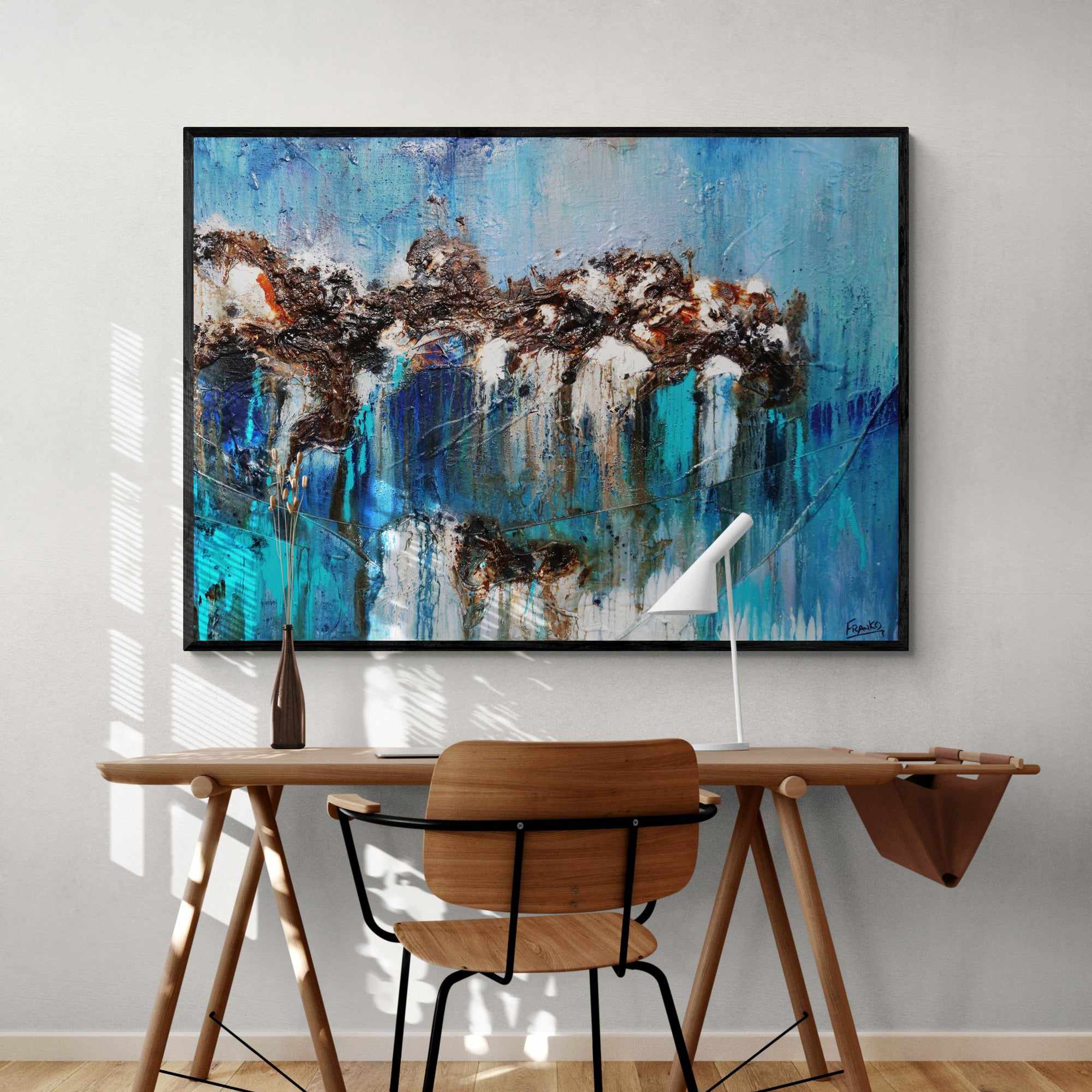 Organic Jade 140cm x 100cm Jade Blue Textured Abstract Painting (SOLD)-Abstract-Franko-[huge]-[Australian]-[best Selling]-Franklin Art Studio