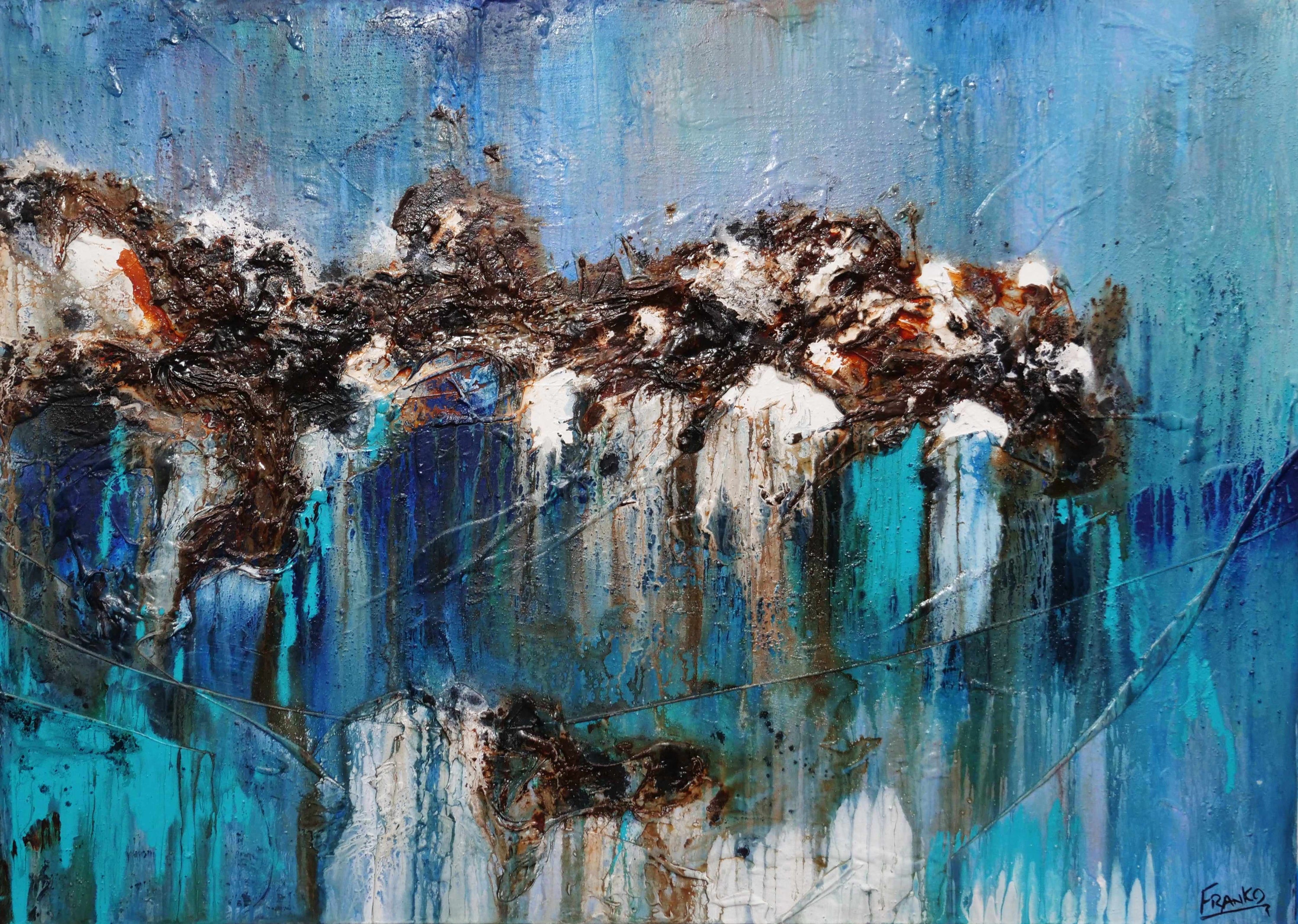 Organic Jade 140cm x 100cm Jade Blue Textured Abstract Painting (SOLD)-Abstract-[Franko ]-[Gallery]-[popular]-[Australia]-Franklin Art Studio