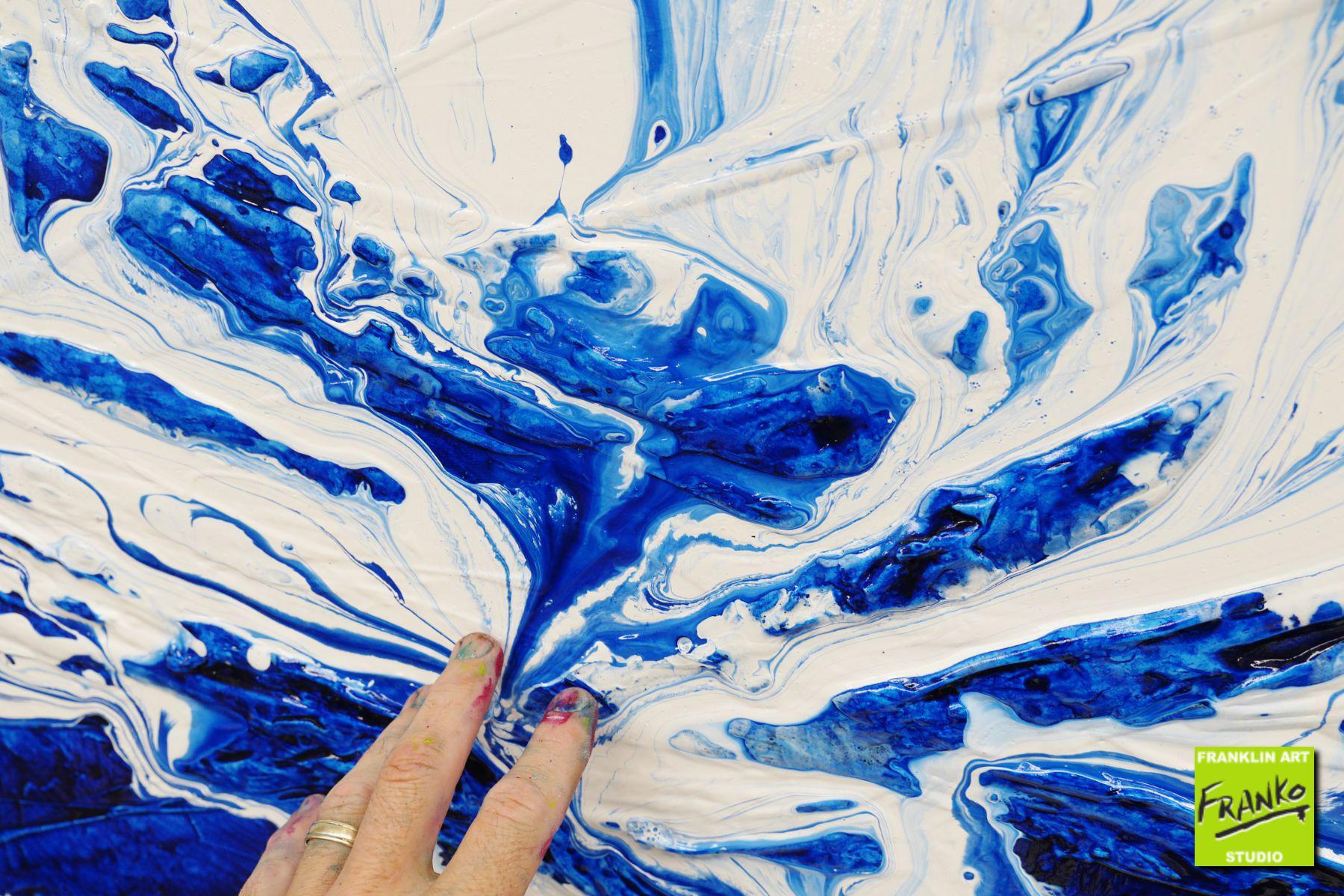 Origins 140cm x 100cm White Blue Textured Abstract Painting (SOLD)